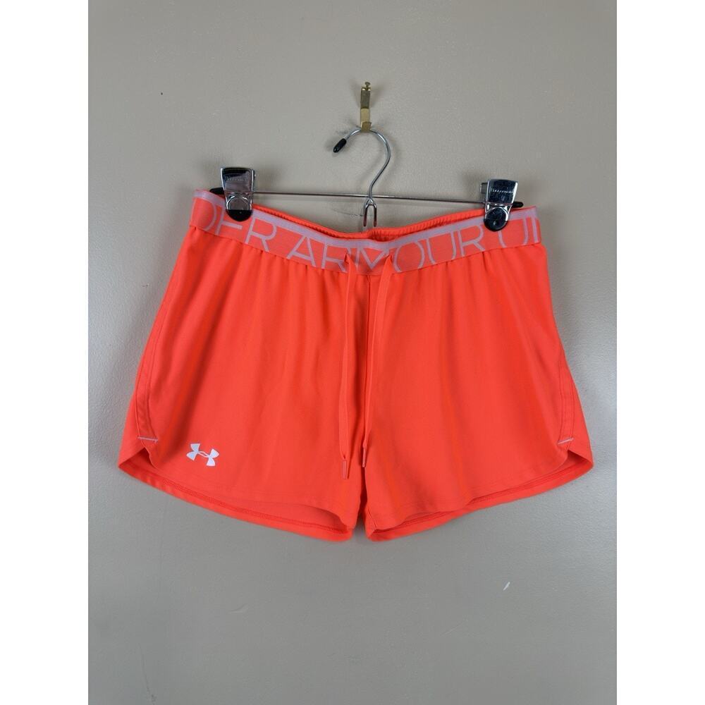 Under Armour Women’s HeatGear Loose Orange Drawstring Shorts Size M Activewear